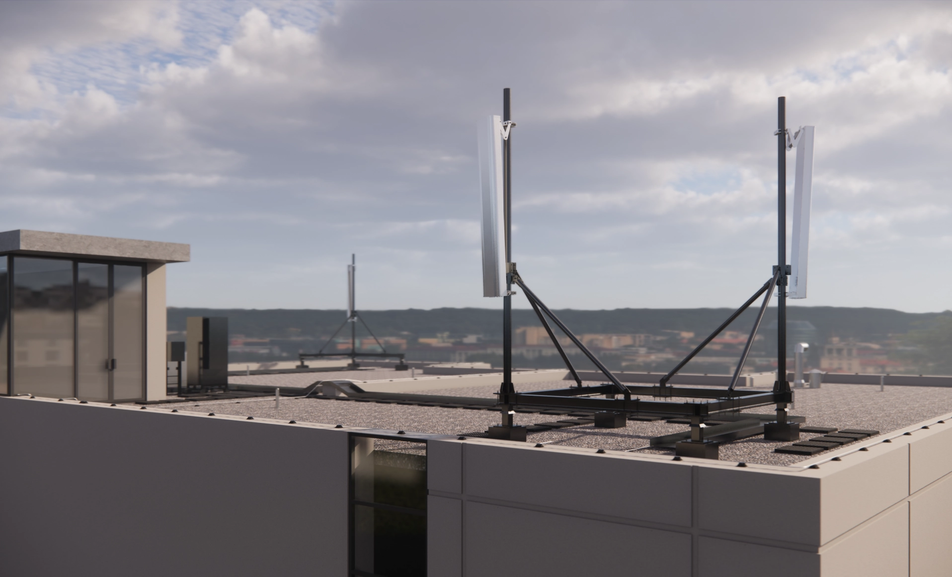 Steel structures with equipment